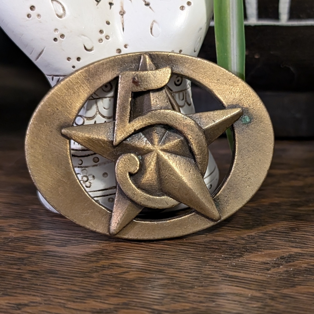 Vintage Seagram's Five 5 Star Brass Belt Buckle